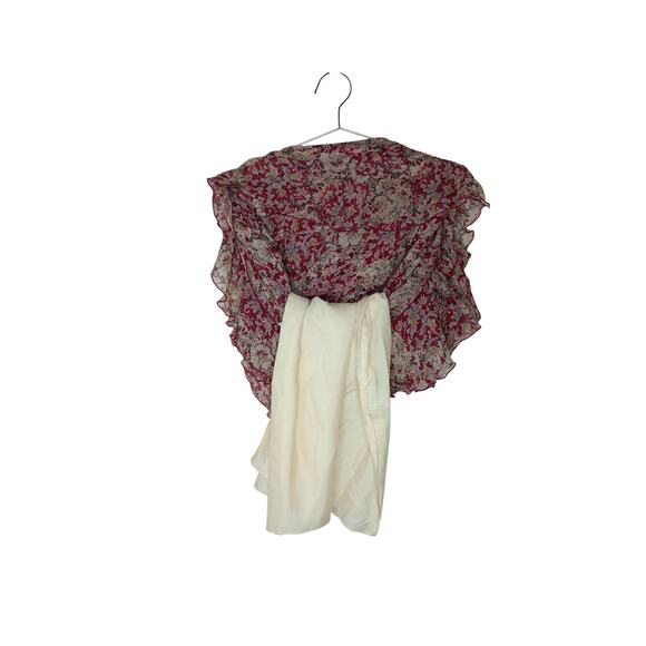 Anna Sui Size 4 Silk Pink Floral Sleeveless Tiered Ruffle Dress Boho Party” - Picture 11 of 13